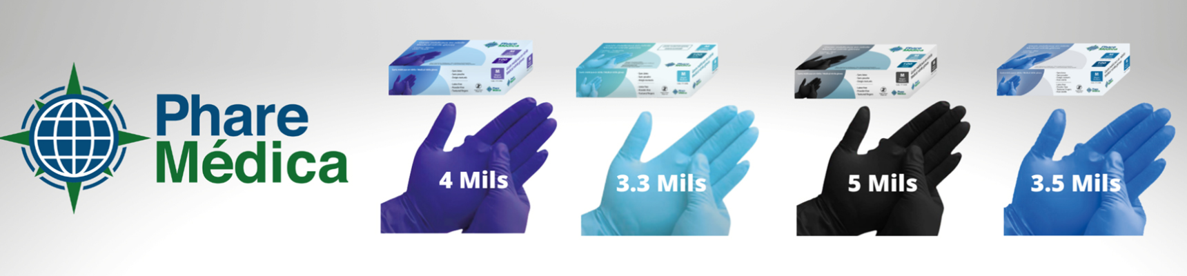Phare médica gants nitrile